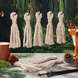 Yoojahow 8 Pcs Hemp Scrape Rope Deer Hunting Scent Tassels Rope Create Effective Mock Scrape Dripper Hunting Gear Accessories with 16 Pcs Zip Ties Kit Hangs Anywhere (No Scent Included)