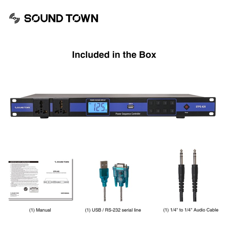 Sound Town Rack-Mountable AC Power Conditioner/Sequencer with 10 Outlets, Aluminum