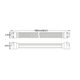 Lightronic RV Under-Cabinet LED Light Fixture 38.6", 6000K Cool-White Super Bright, High Light-Output Low Current Draw, Integrated On/Off Rocker Switch, Heavy-Duty Aluninum Housing, 12V/24V DC, 1-Pack