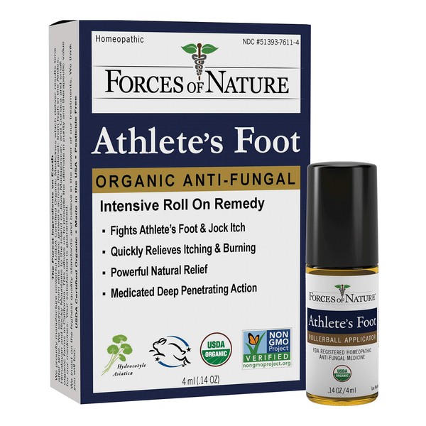 Forces of Nature – Natural, Organic Athlete's Foot Treatment (4ml) Non GMO, No Harmful Chemicals, Cruelty Free – Antifungal Relieves Burning, Itching, Cracking Caused by AF, Jock Itch and Ringworm