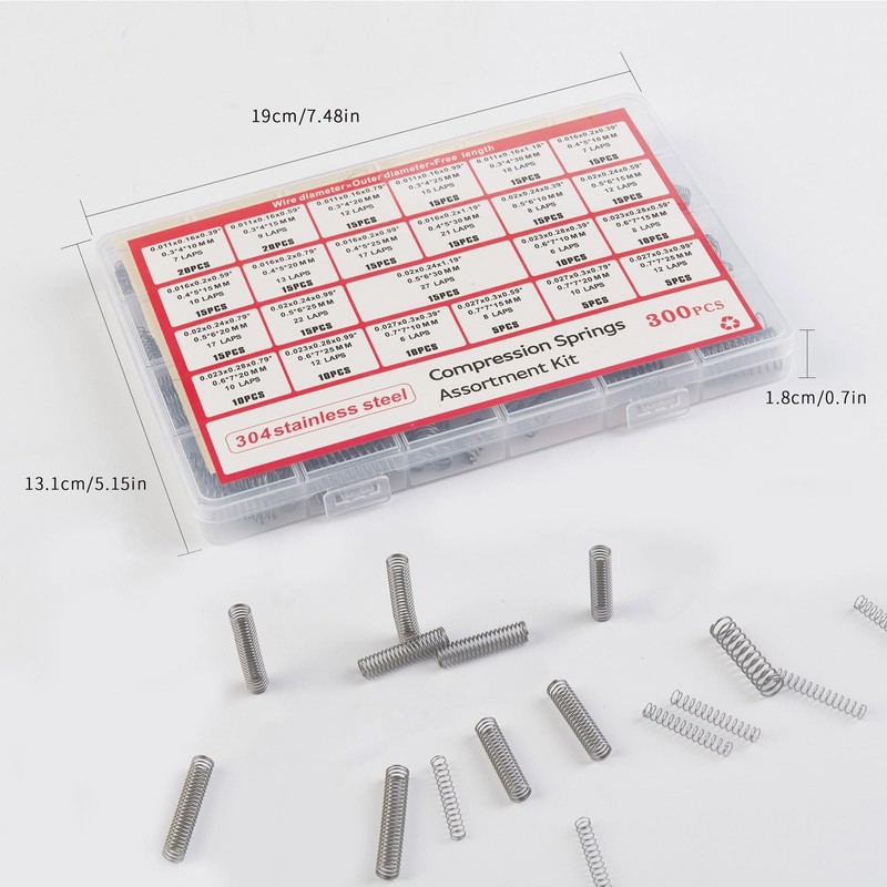 Refoiner 圧縮スプリング セット コイルスプリング 小型ばね 300PCS 圧縮スプリング詰め合わせキット DIY 修理 試作