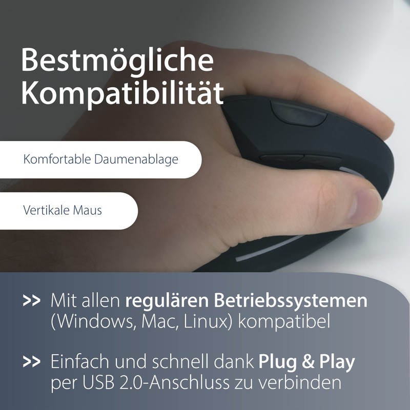 MediaRange ergonomische 6-Tasten Funk-Maus mit optischem Sensor für Rechtshänder, schwarz