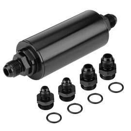 AUCELI 50mm Inline Gas Fuel Filter, Air Filter with 6AN 8AN 10AN Adapter, Aluminum Cleanable Fuel/Gas/Petrol Filter Adapter Fittings, Universal Vehicle Accessories for Car, SUV, Truck