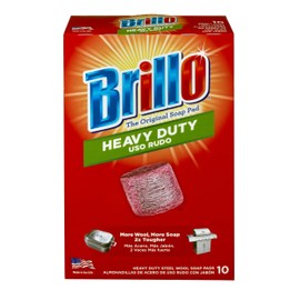 Brillo Heavy Duty Steel Wool Soap Pads, Original Red Scent (Heavy Duty, 10 Count (Pack of 1))