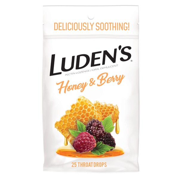 Luden's Deliciously Soothing Throat Drops, Honey & Berry Flavor, 25 Count