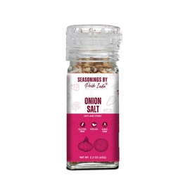 Onion Salt 2.3 oz (65 gm) w/Convenient Grinder Cap Healthy Warm Toasty Kitchen Staple Used for Seasoning Marinades Coatings Dressing Soups Stews Stir Fries Meatballs Potato Salad by Pride of India