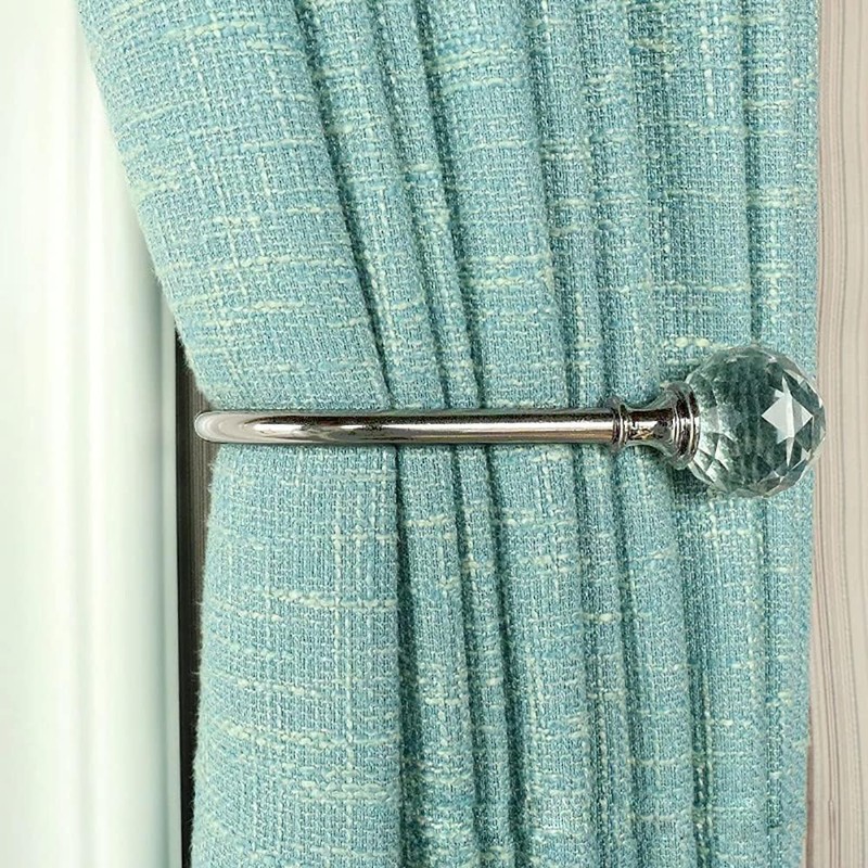Westspark Crystal Curtain Holdbacks Silver, U Style Metal TieBacks for