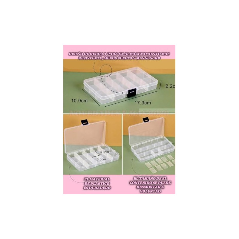 6 Piezas Caja Organizadora de15 divisiones Para Decoración De Uñas