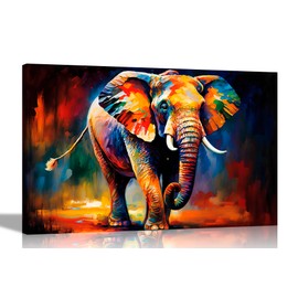 Artley Prints - Elephant Taking A Walk in Forest Canvas Art Pictures for Wall Home Decor Hanging Prints Abstract Animal Artwork for Living Room 30 x 20cm (12 x 8 inches) A4