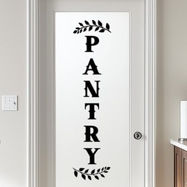 YYDESN Pantry Vinyl Decal, Pantry Decal, Kitchen Sticker, Farmhouse Kitchen Decor, Cabinet Door Decal, Vinyl Sticker Glass Pantry Door Organization, Pantry Wall Decal (Black, 4.3" x 18")