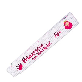 Ruler with Name Lisa and Beautiful Motif - Princess at Work - for Women | Metre Measure | Link Scale Printed with Name | Many Names to Choose From