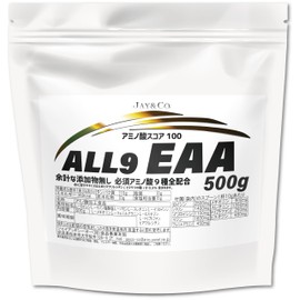 JAY&CO. Amino Acid Score of 100 ALL9 EAA All 9 Essential Amino Acids (Untreated, Unflavored, 17.6 oz (500 g) Non-GMO