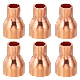 PATIKIL 15mm to 8mm ID Copper Reducer, 6pcs 99.9% Pure Copper Reducing Coupling Pressure Fitting Pipe Tube Connector Adapter with Sweat Solder Connection for HVAC Refrigeration System