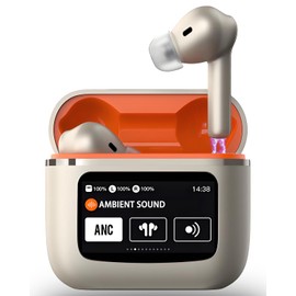 KUIZNE Wireless Earbuds, Bluetooth 5.3 Headphones HiFi Stereo, LED Smart Touch Screen Earbuds, ANC Noise Cancelling Earbuds with Mic, 48Hrs Playtime, IPX7 Waterproof in-Ear Earphones for iOS/Android