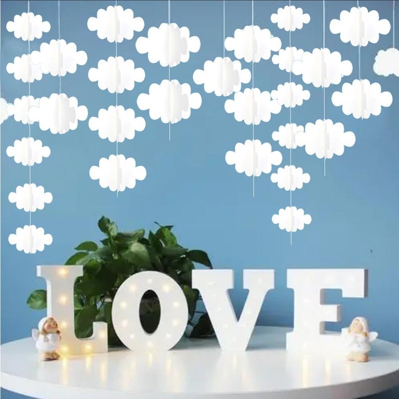 16 Pack 3D Cloud Ceiling Decorations - Hanging for Ceiling