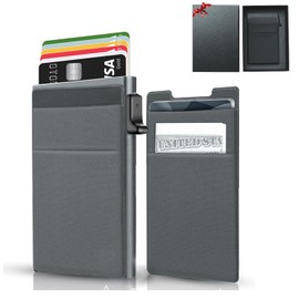 Tarjetero Antirrobo con Múltiples Ranuras para Tarjetas,Porta Tarjetas Metal Protección RFID, Aluminio Resistente Hombre y Mujer Cartera Minimalista para Tarjetas, DNI y Documentos (gris)
