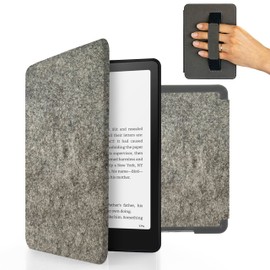 MyGadget Filz Hülle für Kindle Paperwhite 12. Generation [ 2024 - SA569P - 7 Zoll ] mit Handschlaufe & Auto Sleep | Wake Funktion - Flip Case in Hellgrau