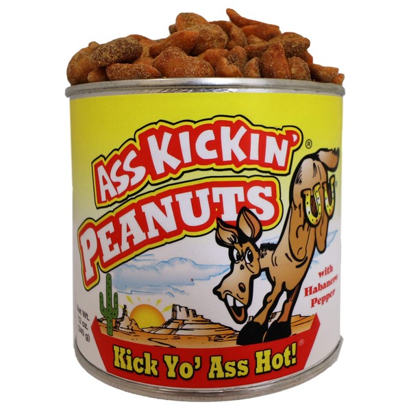ASS KICKIN’ Habanero Pepper Spicy Hot Peanuts – 12oz - Ultimate Spicy Gourmet Gift Peanuts - Try if you dare! 3 Cans