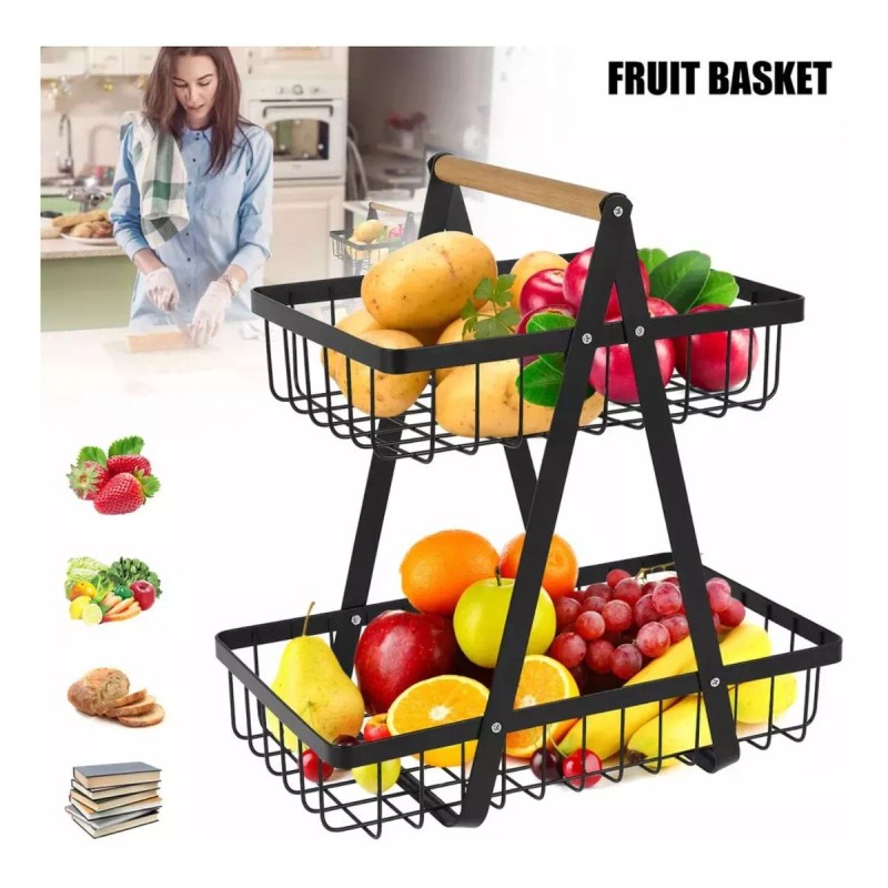 Clicmania Canasta Frutero Organizador 2 Niveles Exhibidor Multiusos