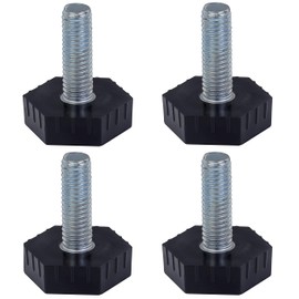 Bulldog Castors Adjustable Levelling Feet - Set of 4 - M8 Thread with 25mm Hexagon Foot - Ideal for Furniture, Appliances and Small Equipment Black