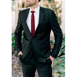 HISDERN Men's Tie Slim Plain Silk Ties for Men Classic Formal Elegant Tie Wedding Party Business Tie 6 cm, burgundy