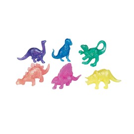 Fun Express Pearlized Squishy Dinosaurs - Goodie Bags, Handouts and Birthday Party Favors Toys - VBS Vacation Bible School Supplies/Decor - Bulk Set of 48