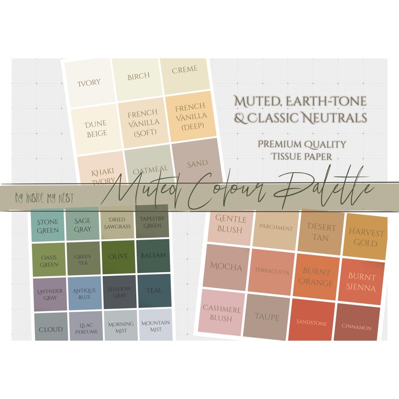 InsideMyNest Muted Neutral Tissue Paper Sheets Shred Packaging Box Filler