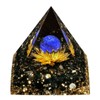 KYEYGWO Lapis Lazuli Positive Energy Pyramid Gemstone with Lotus Flower,