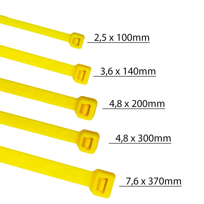 HORZEFIX Cable Ties Pack of 100 Yellow Long UV Resistant
