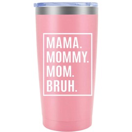 Mothers Day Birthday Gifts for Mom,Mom Christmas Gifts from Daughter, Son,Kids,Thank You Gift for Mama Mommy Bruh,Women,20oz Pink Stainless Steel Tumbler Cup