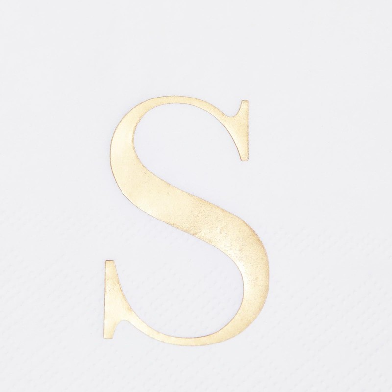 Servilletas de papel de monograma blanco con letra S (4