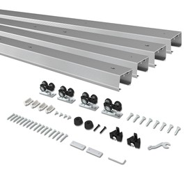 BarnBase 12FT Double Pocket Door Track Kit, 2 Sets of 68.7" Spliced Rail, Suitable for Double Door Width 48"-72"(Single Panel 24"-36"), Slide Quietly and Smoothly, Easy to Install