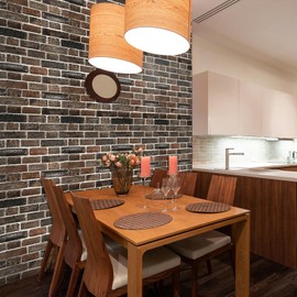 Ohmywor Brick Wallpaper Peel and Stick Wallpaper, 17.7"×118.11" Brown Brick Wallpaper 3D, Vintage Brick Contact Paper, Brick Texture Self Adhesive Removable Waterproof Wallpaper for Bedroom Decor