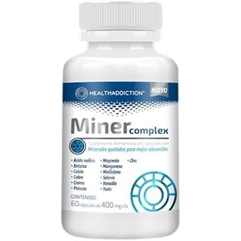 HEALTHADDICTION - Miner Complex - Suplemento Multimineral de Minerales Quelados con Magnesio, Zinc, Manganeso, Potasio - 60 Cápsulas