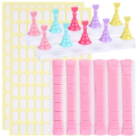 Nail Stands For Press Ons 2 Set Colorful Acrylic Magnetic Base Nail Holder Kits for Painting Display with 48 Pieces Reusable Adhesive Putty 200 Pieces Glue Tabs for Home DIY Salon Supplies