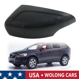 wolongcars Driver's Left Rearview Mirror Cap Cover Jet Black Fit for Volvo XC60 2010-2013