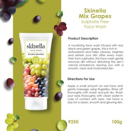Skinella Sulphate Free Face Wash, Mixed Grapes for Cleansing Brightening & Refreshing 100ml