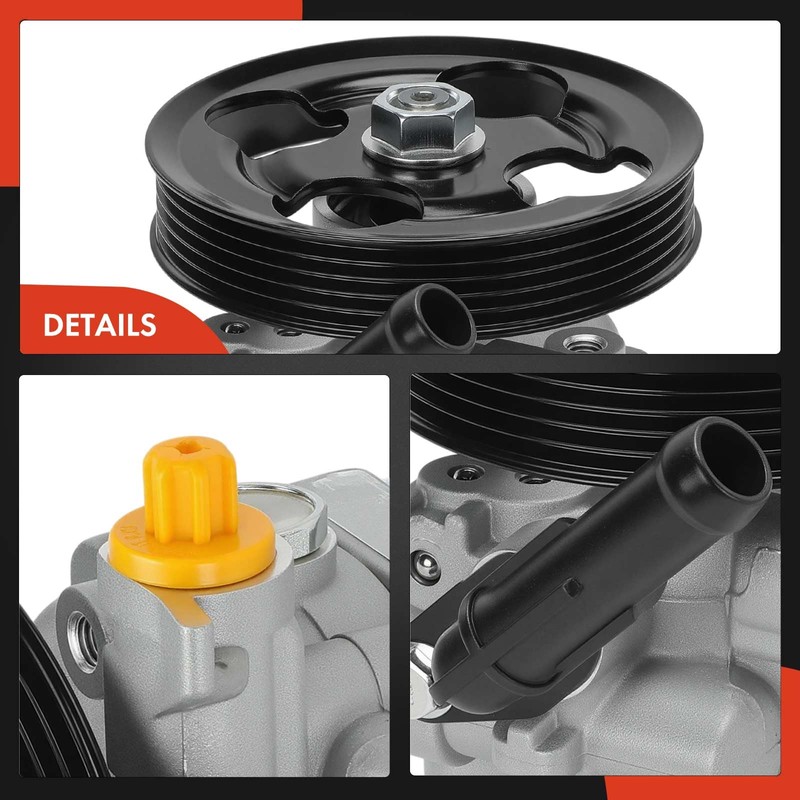 A-Premium Power Steering Pump, with 5-Groove Pulley & Hose Barb,