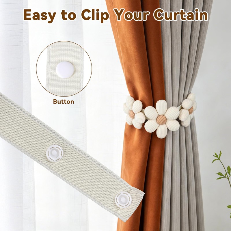 Curtain Tiebacks | Magnetic Wood Bead Curtain | Sunflower Curtain