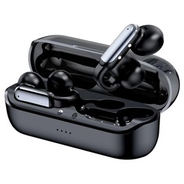 GenXenon Clip-On Bluetooth Earbuds - Open Ear Design, Lightweight and Comfortable, 35 Hours Playtime, Stable Fit for Gym, Sports Outdoor -Clear Voice Calls Wireless Earbuds Noise Reduction (Black-8)