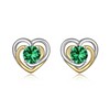 925 Sterling Silver Heart Stud Earrings With May Birthstone Emerald