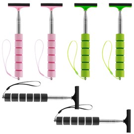 6 escobilla de goma para espejo lateral, 38.5 pulgadas, limpiador retráctil para espejo retrovisor de coche, limpiador de espejo de color rosa, verde, negro, para clima lluvioso y niebla, para