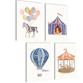 mojoliving Pictures for Children's Room Boys Baby Room Poster Set Pictures Nursery Girls Baby Room Decoration Nursery Pictures for Children's Room Baby Room Decoration Picture Children's Room (Circus)