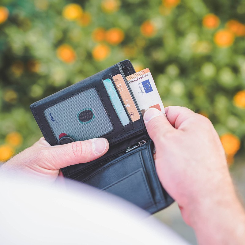 hodalump Genuine Leather Wallet RFID Protection, black, Retro