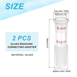 PATIKIL Glass Reducing Connecting Adapter, 2 Pcs from 19/22 Outer to 24/40 Inner Joint Connecting Adapter Distillation Parts for Lab Use Equipment Supply, Style 20