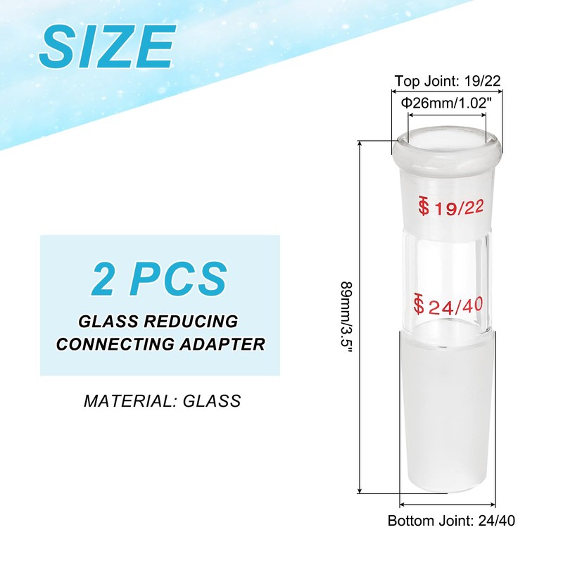 PATIKIL Glass Reducing Connecting Adapter, 2 Pcs from 19/22 Outer