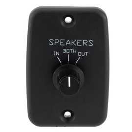 RecPro RV Speaker Switch 3-Position Control Panel | Labeled Twist Knob | Play Audio from Inside, Outside, or Both | Interior/Exterior Music and Sound Control