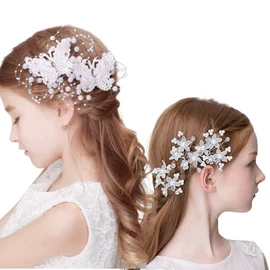 HappyHome Children's Hair Accessory Set, Hair Ornament, Faux Pearl, Wedding, School Entrance Ceremony, Graduation Ceremony, Photo Shoot, Headdress (B Set)
