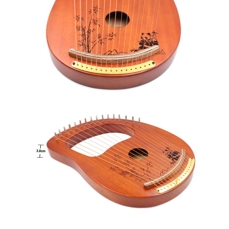 Rayzm Lyre Harp, Solid Wood Mahogany Lyre Musical Instrument, Portable