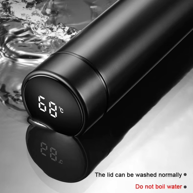 TEQY Thermos Flask with LED Display, 500 ml, Stainless Steel